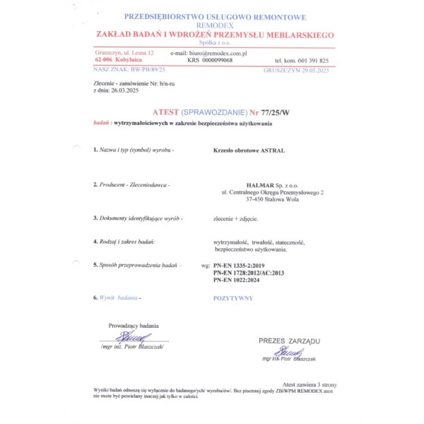Astral Fotel Gabinetowy Czarny Halmar