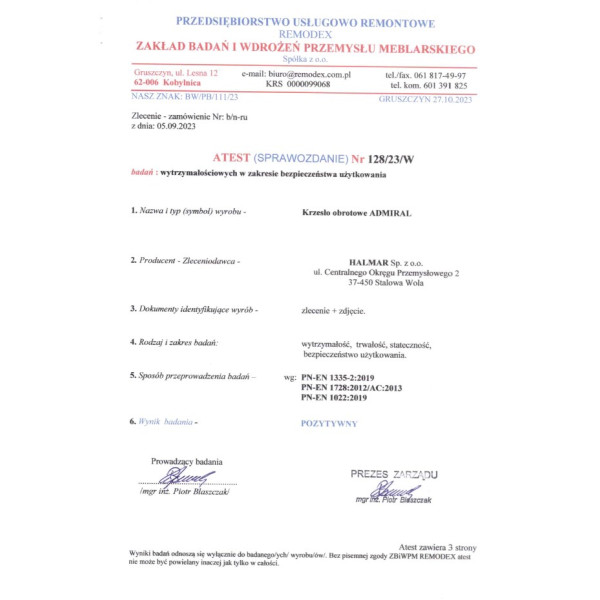 Admiral Fotel Gabinetowy Popielato / Czarny Halmar