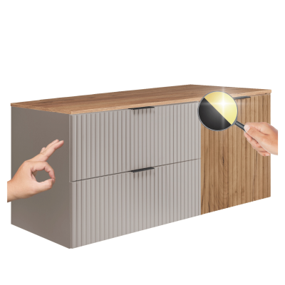Beżowa Szafka Łazienkowa 120 cm Kaszmir FLOW Dwa Kolory Uchwytów