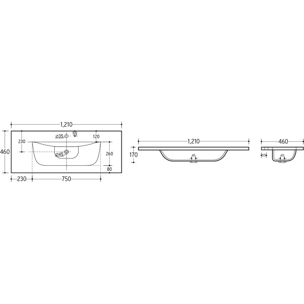 Umywalka Meblowa Jednokomorowa 120Cm