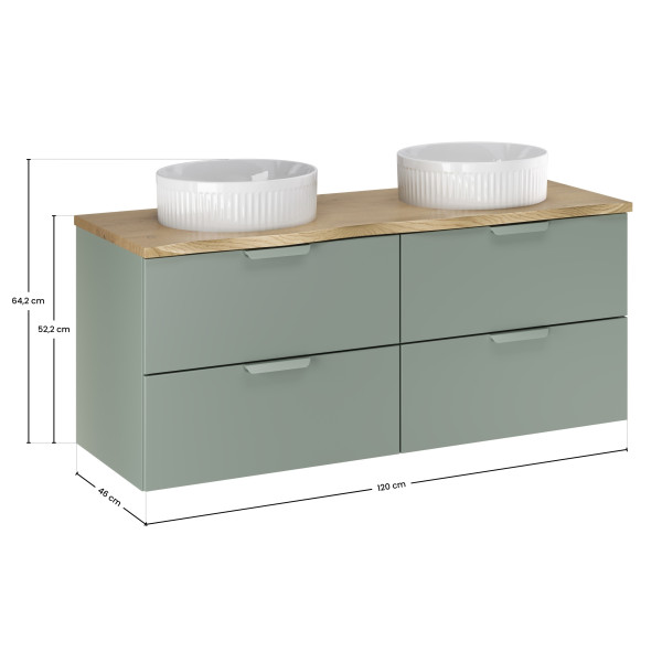 Zestaw Meblowy 120Cm Z Blatem I 2 Umywalkami Nablatowymi Beyond