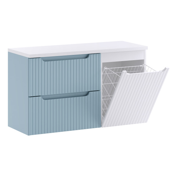 Zestaw Meblowy 100Cm Z Blatem I Szafką Z Koszem Na Pranie