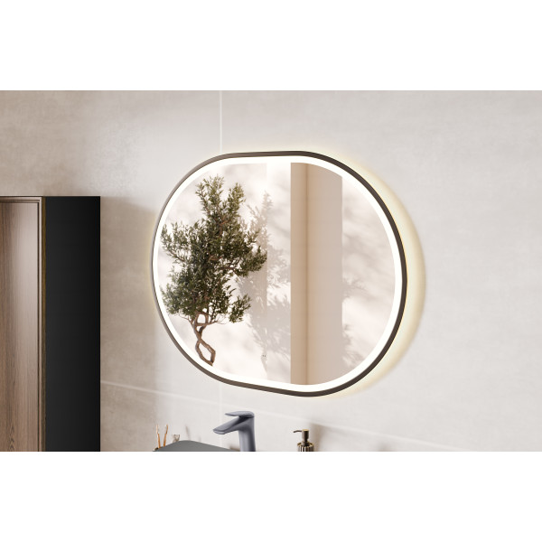 Zestaw Meblowy 120Cm Z Blatem, Umywalką Nablatową Smile, Szafką Wysoką I Lustrem Led