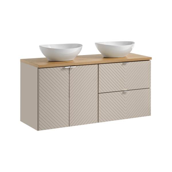 Zestaw Meblowy 120Cm Z Blatem I 2 Umywalkami Nablatowymi Lola