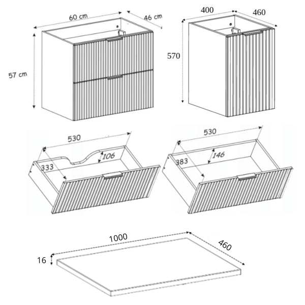 Szafka Łazienkowa 100 cm z Koszem Na Pranie Nowoczesna Ryflowana Wisząca Dąb Craft FLOW