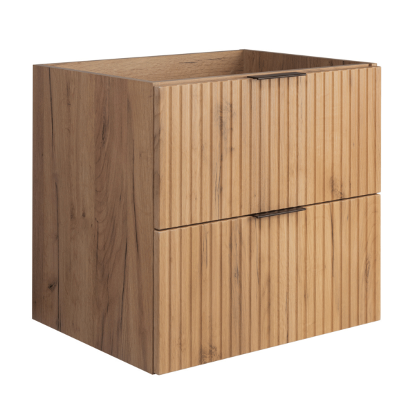 Szafka Łazienkowa 100 cm z Koszem Na Pranie Nowoczesna Ryflowana Wisząca Dąb Craft FLOW
