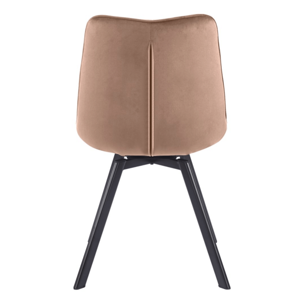 Nowoczesne Pikowane Krzesło Welurowe do Salonu Jadalni Loft Mokka Brązowe Czarne Nogi COCO