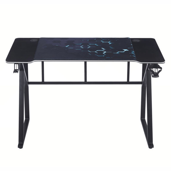 Biurko LED Gamingowe Komputerowe 120 cm Dla Gracza Podświetlane Z Uchwytem Na Kubek Czarne Metalowe SONIC