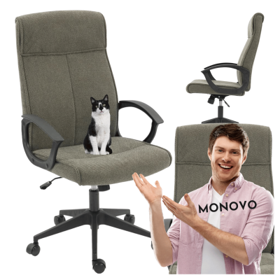 Nowoczesny Fotel Obrotowy Biurowy Mechanizm TILT do Gabinetu Skandynawski Szara Pepitka Czarny ESTRELLA