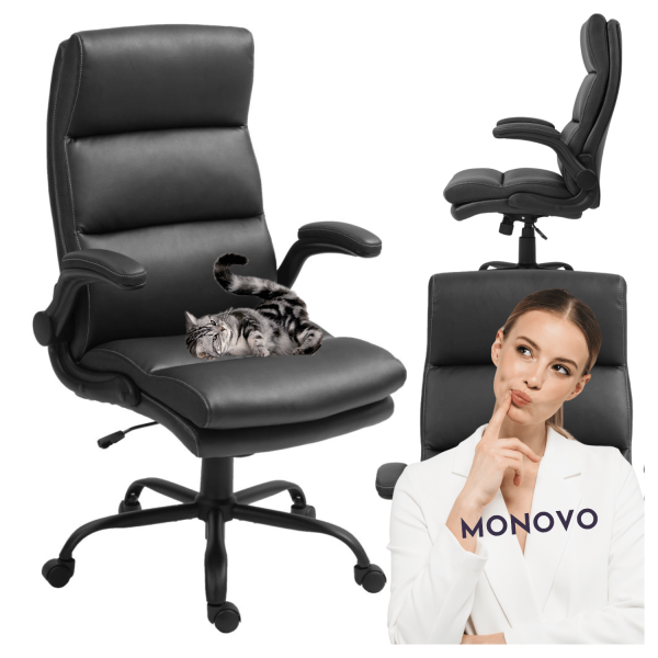 Nowoczesny Fotel Obrotowy Gabinetowy Mechanizm TILT do Biura Ekoskóra Czarny XANDER