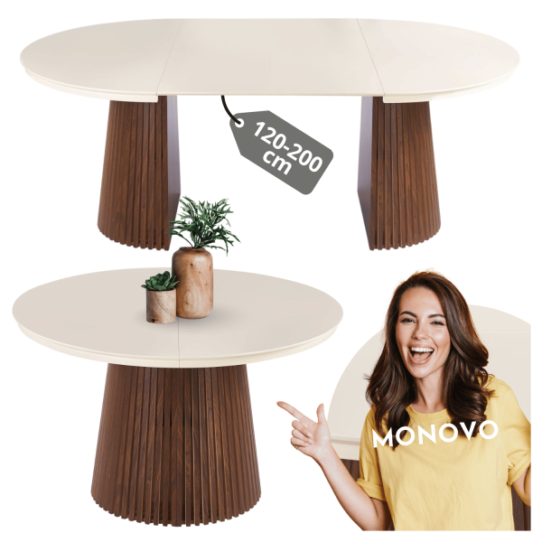 Nowoczesny Stół Rozkładany 120-160-200 cm do Salonu Jadalni Mid Century Modern Kaszmir Orzech ROSELLA