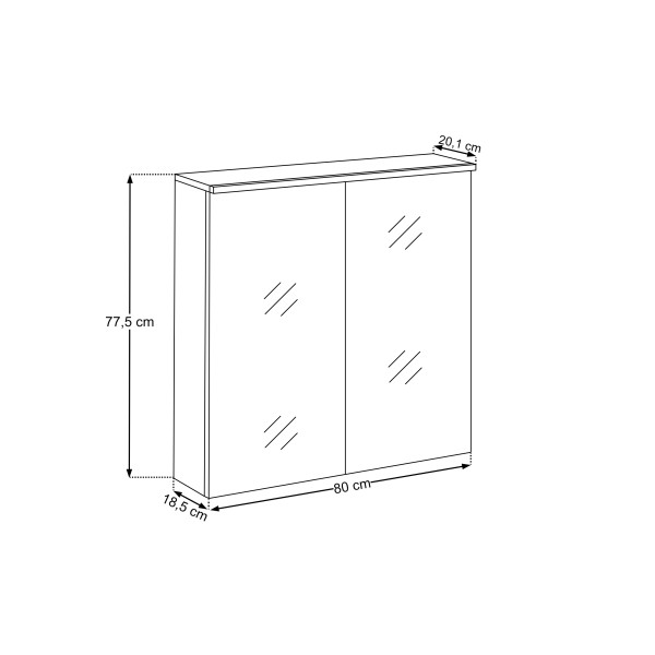 Szafka Z Lustrem 80Cm 2 Drzwi Z Podświetleniem Led