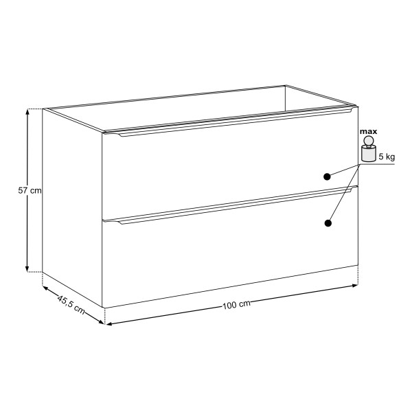 Szafka Pod Umywalkę 100Cm 2 Szuflady