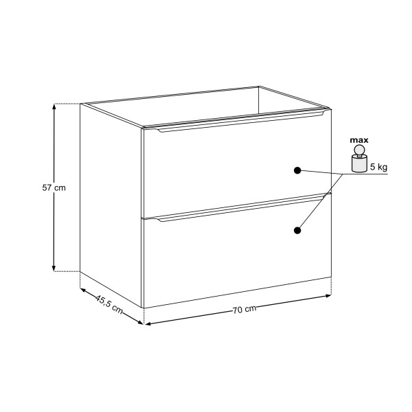 Szafka Pod Umywalkę 70Cm 2 Szuflady