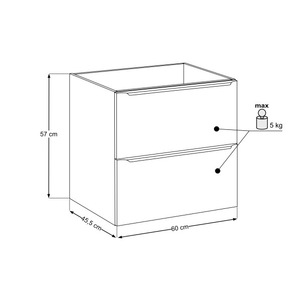 Szafka Pod Umywalkę 60Cm 2 Szuflady