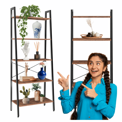 Regał Metalowy Do Salonu Biura Pokoju Stojący Nowoczesny Loft Rustykalny Brąz Czarny NOMAD