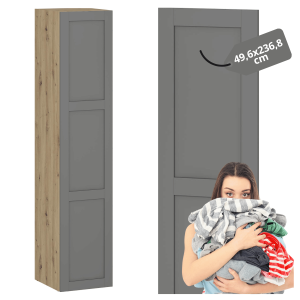 Elegancki Nowoczesny Front 50x237 cm Do Szafy Garderoby z Ramkami Popielaty FORMO F2