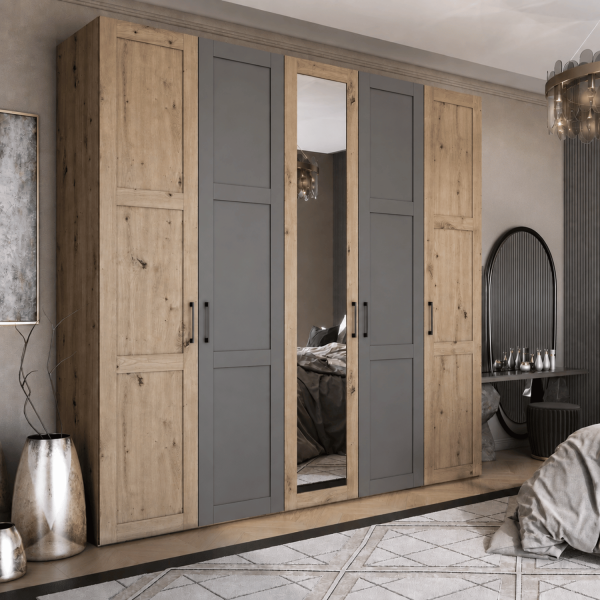 Elegancki Nowoczesny Front 50x237 cm Do Szafy Garderoby z Ramkami Popielaty FORMO F2