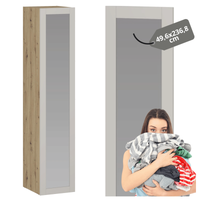 Nowoczesny Front 50x237 cm Beżowy Z Lustrem Do Szafy Garderoby Elegancki Kaszmir FORMO F3
