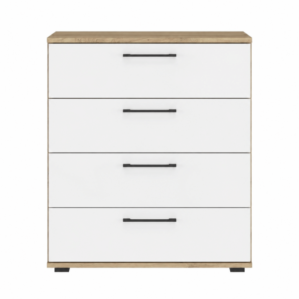 Elegancka Komoda Z Szufladami 77x82 cm Nowoczesna Do Salonu Garderoby Biała Dąb Artisan FORMO KM-1