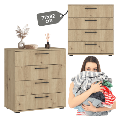 Nowoczesna Elegancka Komoda Z Szufladami 77x82 cm Do Salonu Garderoby Dąb Artisan FORMO KM-1
