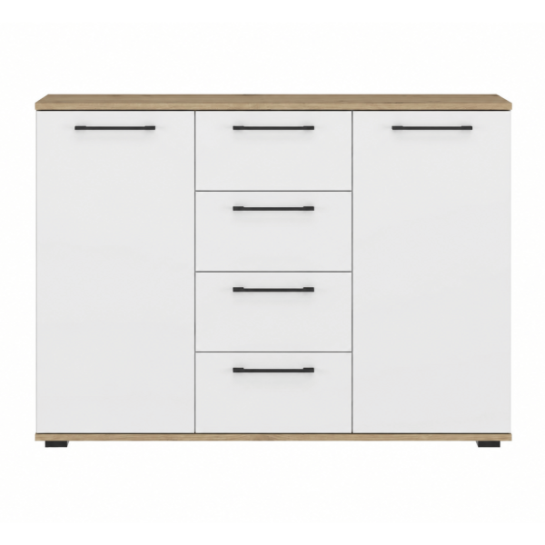 Elegancka Komoda Z Szufladami Nowoczesna Pojemna Do Salonu Garderoby Biała Dąb Artisan FORMO KM-2
