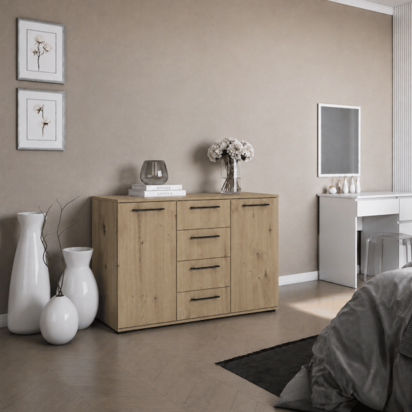 Pojemna Nowoczesna Komoda Z Szufladami Elegancka Do Salonu Garderoby Dąb Artisan FORMO KM-2