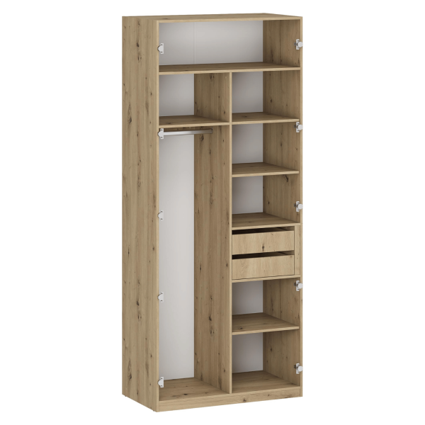 Nowoczesna Pojemna Szafa Do Sypialni Garderoby Z Lustrem 100 cm Dąb Artisan Kaszmir FORMO K5