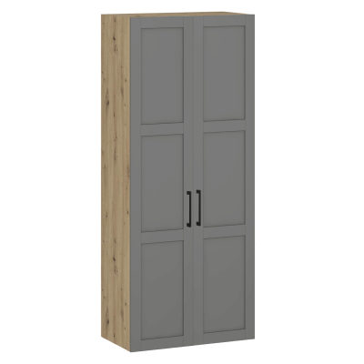 Popielata Nowoczesna Pojemna Wysoka Szafa Do Sypialni Garderoby 100 cm Dąb Artisan FORMO K5