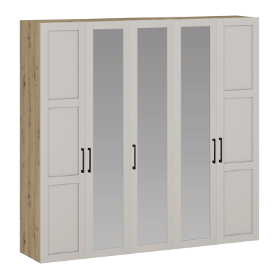 Pojemna Szafa Z Lustrem 250 cm Do Sypialni Garderoby Duża Elegancka Nowoczesna Kaszmir Dąb Artisan FORMO K7+K6