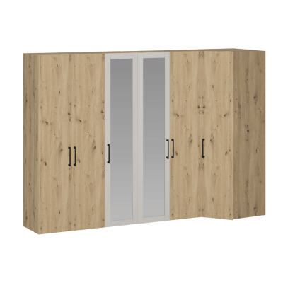 Szafa Z Lustrem Do Garderoby Sypialni Elegancka Duża Pojemna Narożna 341 cm Nowoczesna Dąb Artisan Kaszmir FORMO K5+K7+K8