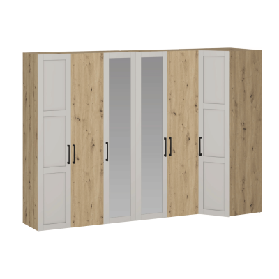 Szafa Narożna Z Lustrem Do Garderoby Sypialni Pojemna 341 cm Nowoczesna Duża Elegancka Dąb Artisan Kaszmir FORMO K5+K7+K8