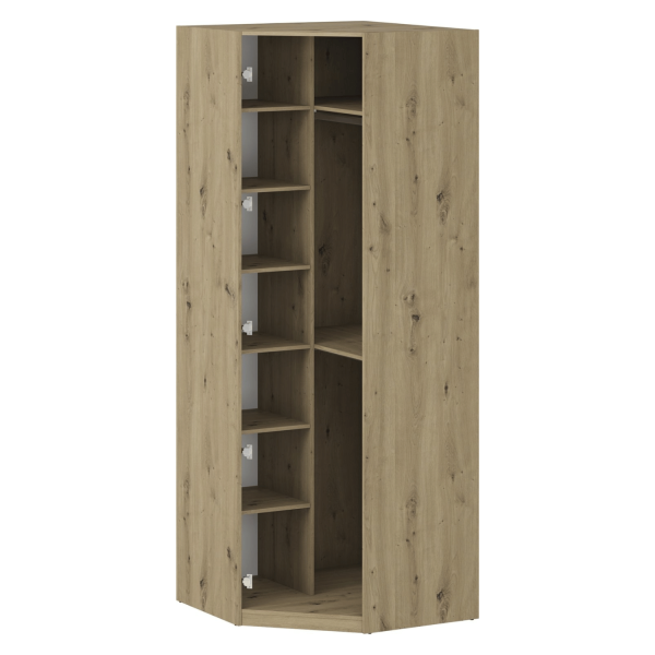 Nowoczesna Duża Szafa Narożna Z Lustrem Do Garderoby Sypialni Pojemna 341 cm Elegancka Dąb Artisan Popiel FORMO K5+K7+K8