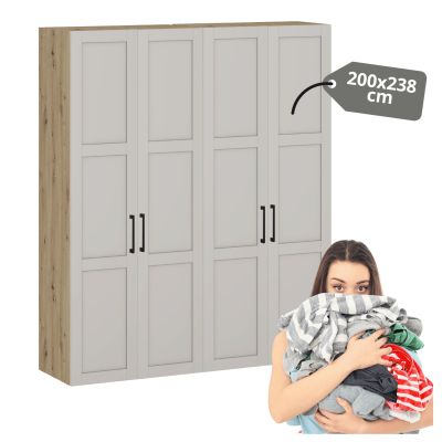 Pojemna Kaszmirowa Garderoba 200 cm Wysoka Szafa Modułowa Nowoczesna Do Sypialni Garderoby Dąb Artisan FORMO K5+K5