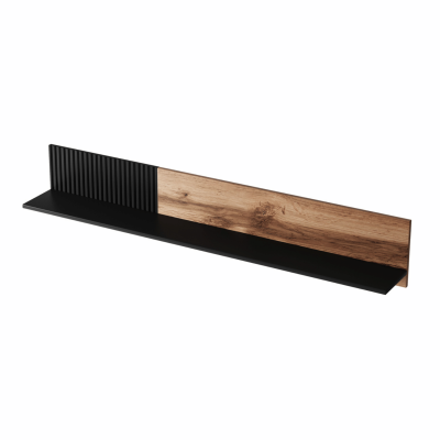 Czarna Nowoczesna Półka Wisząca 150 cm Na Książki Do Salonu Loft Dąb Wotan RANDOM P-1 Halmar