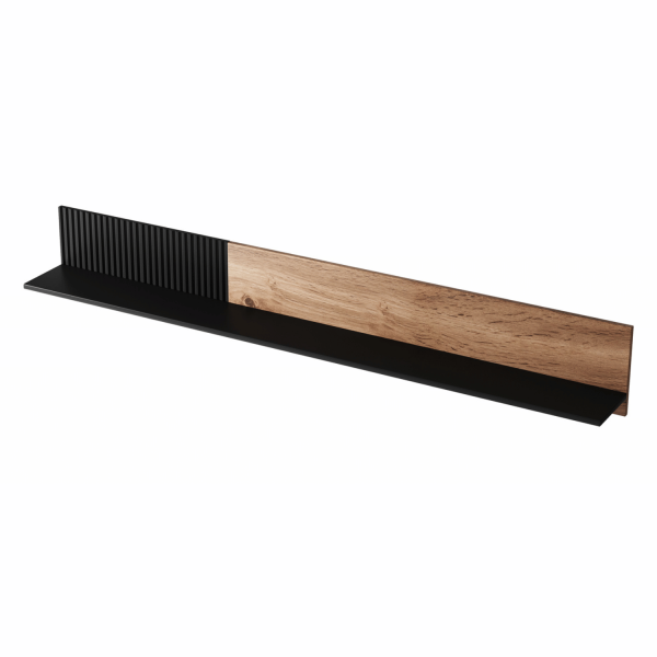 Wisząca Półka 150 cm Nowoczesna Na Książki Do Salonu Loft Czarna Dąb Wotan RANDOM P-2 Halmar