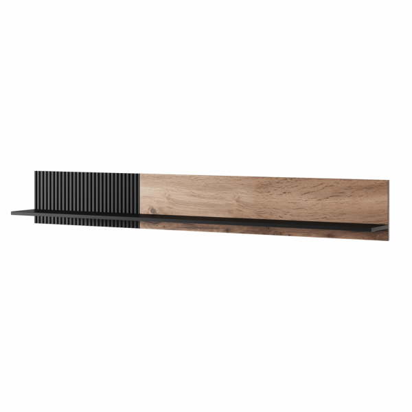 Wisząca Półka 150 cm Nowoczesna Na Książki Do Salonu Loft Czarna Dąb Wotan RANDOM P-2 Halmar