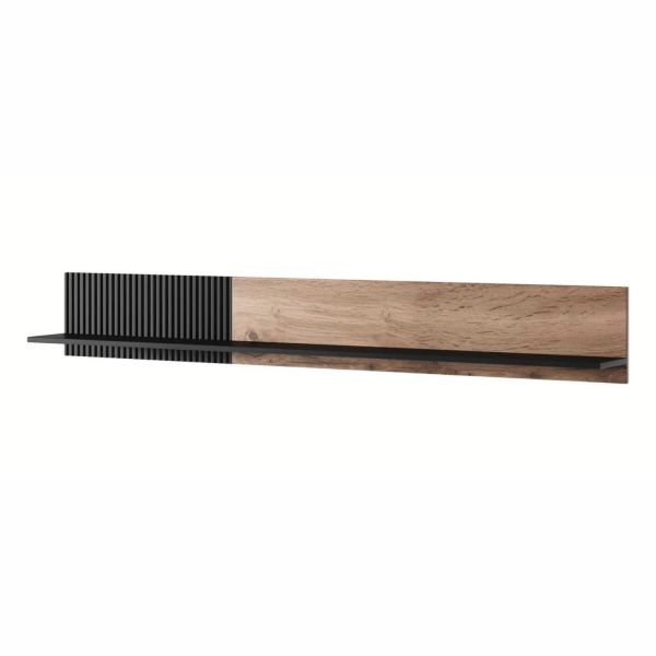 Wisząca Półka 150 cm Nowoczesna Na Książki Do Salonu Loft Czarna Dąb Wotan RANDOM P-2 Halmar