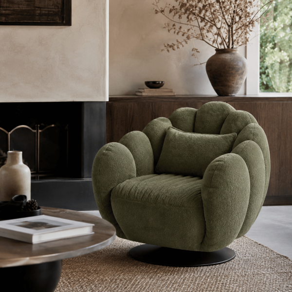 Fotel do Salonu Obrotowy Wypoczynkowy Zielony Nowoczesny Designerski TROY