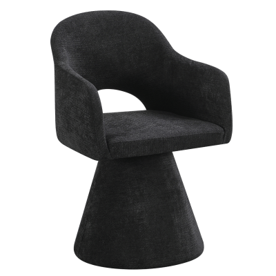 Designerskie Krzesło Tapicerowane Nowoczesne Minimalistyczne Obrotowe do Jadalni Salonu Czarne SOLEA