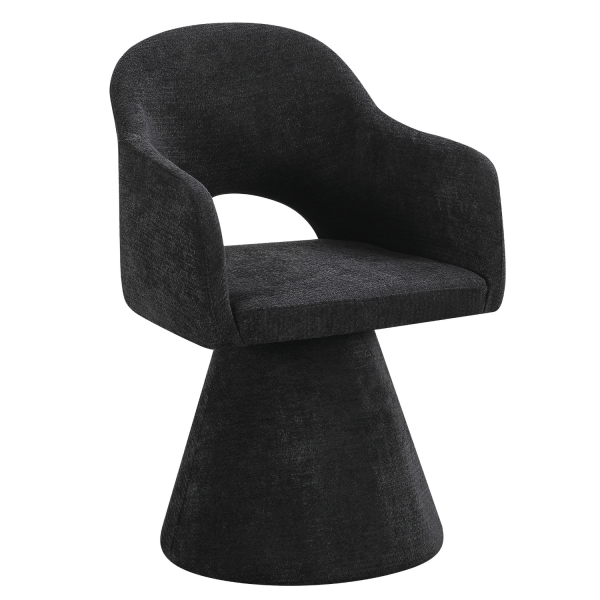 Designerskie Krzesło Tapicerowane Nowoczesne Minimalistyczne Obrotowe do Jadalni Salonu Czarne SOLEA