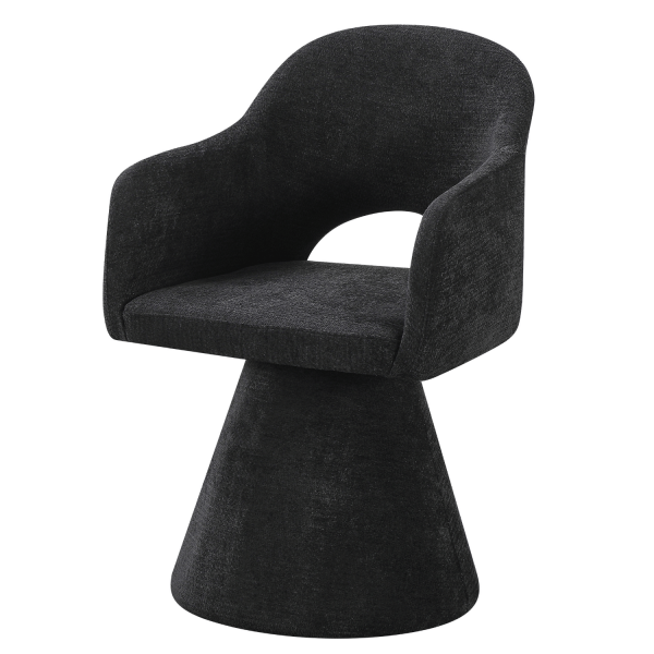 Designerskie Krzesło Tapicerowane Nowoczesne Minimalistyczne Obrotowe do Jadalni Salonu Czarne SOLEA