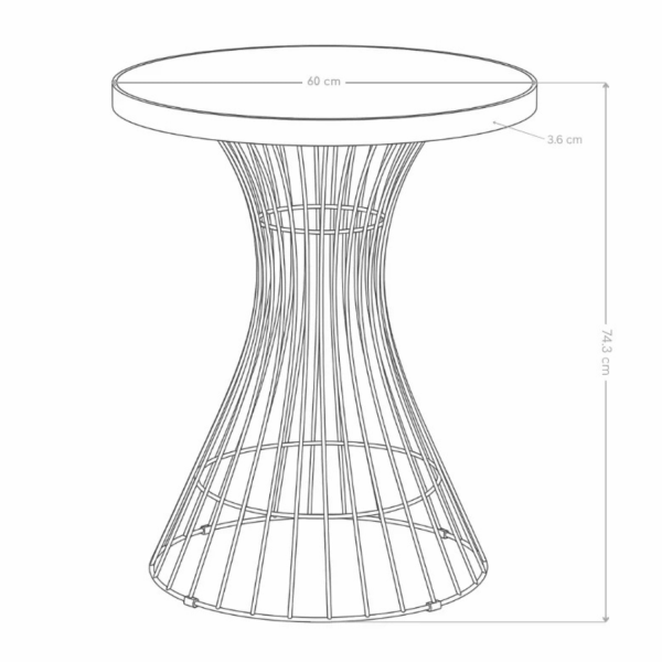 Mały Okrągły Stół 60 cm Do Salonu Glamour Nowoczesny Klepsydra Brązowy Marmur Złoty ELEGANT