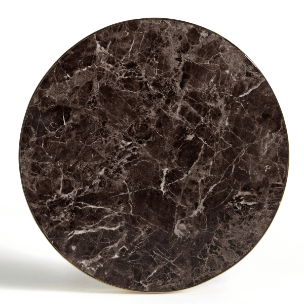 Mały Okrągły Stół 60 cm Do Salonu Glamour Nowoczesny Klepsydra Brązowy Marmur Złoty ELEGANT