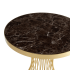 Mały Okrągły Stół 60 cm Do Salonu Glamour Nowoczesny Klepsydra Brązowy Marmur Złoty ELEGANT