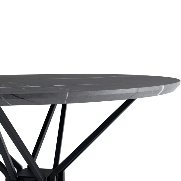 Nowoczesny Stół Do Jadalni Salonu Kuchni Okrągły 80 cm Metalowy Dąb Marmur Ciemnoszary Czarny POLY