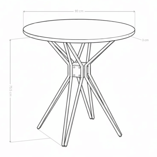 Nowoczesny Stół Do Jadalni Salonu Kuchni Okrągły 80 cm Metalowy Dąb Marmur Ciemnoszary Czarny POLY