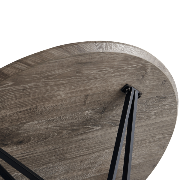 Okrągły Stół Kuchenny 80 cm Do Jadalni Salonu Kuchni Nowoczesny Dąb Szary Metalowy Czarny POLY