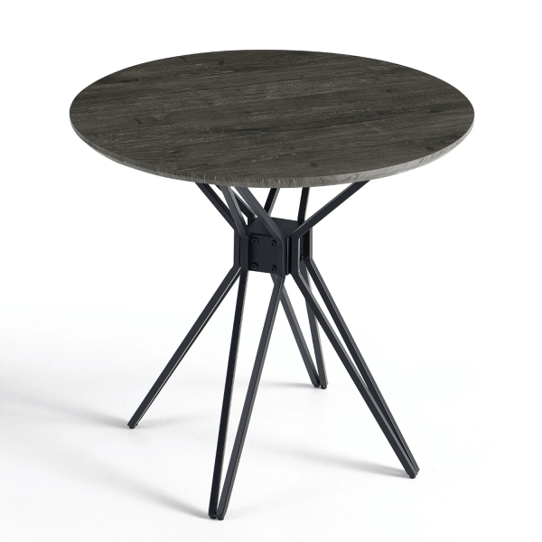 Okrągły Stół Kuchenny Do Jadalni Salonu Kuchni Nowoczesny 80 cm Metalowy Czarny POLY