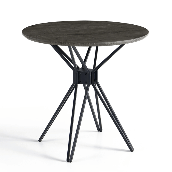 Okrągły Stół Kuchenny Do Jadalni Salonu Kuchni Nowoczesny 80 cm Metalowy Czarny POLY